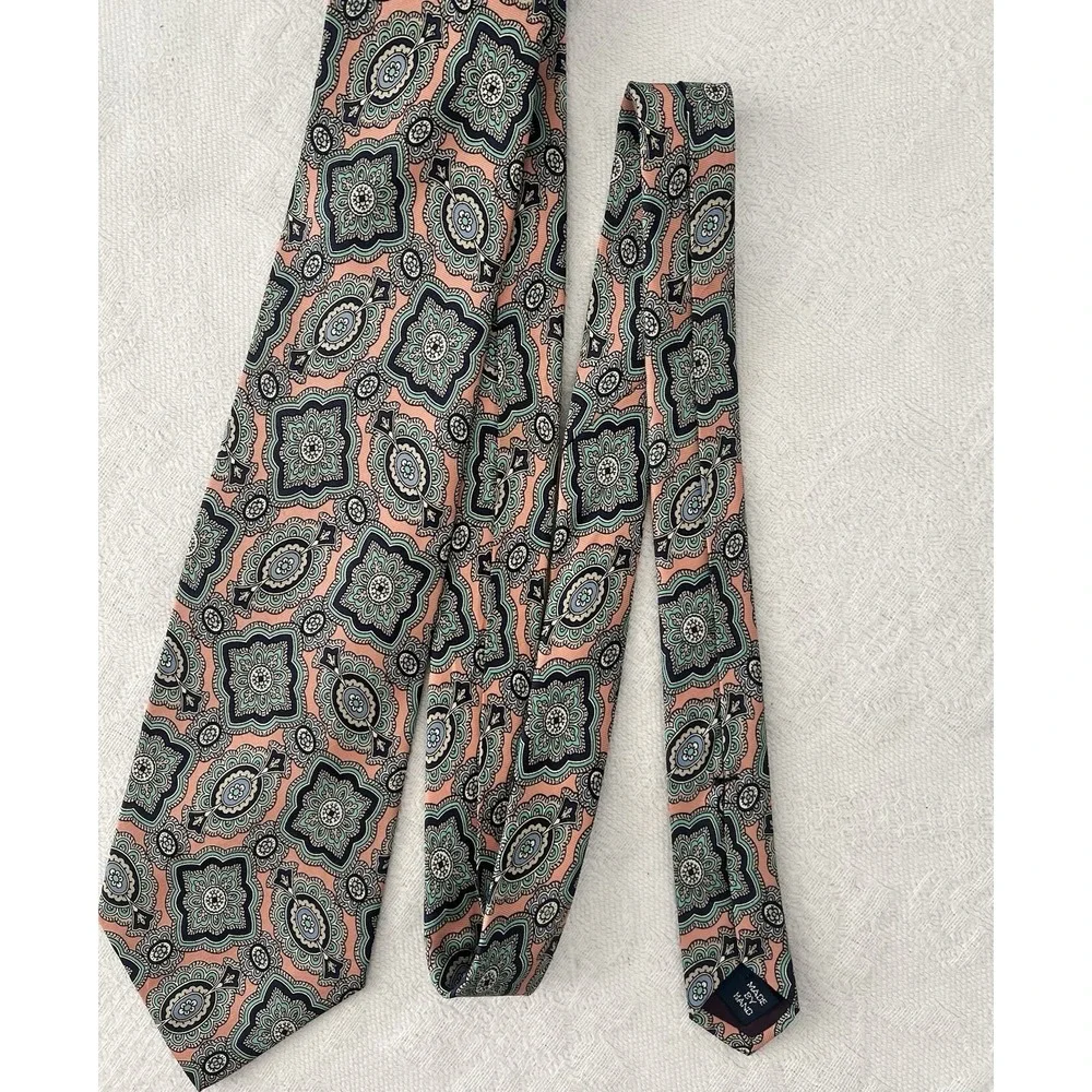 VTG POLO RALPH LAUREN 100% Silk Mens Neck Tie Pink Blue MADE IN USA 58